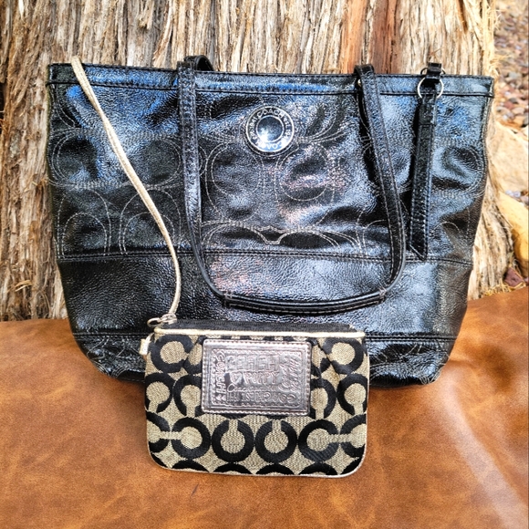 Coach Handbags - Coach Patent Leather Shoulder Bag & Coin Bag